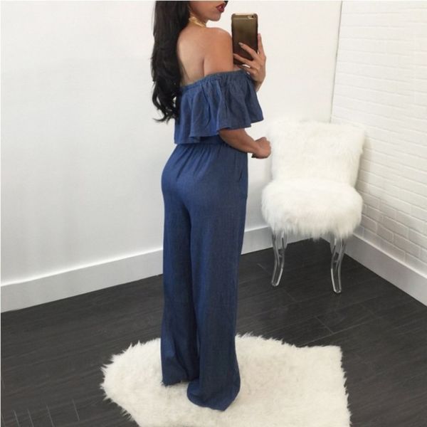 casual women's wide leg sleeveless lace up denim jumpsuit1, Black;white