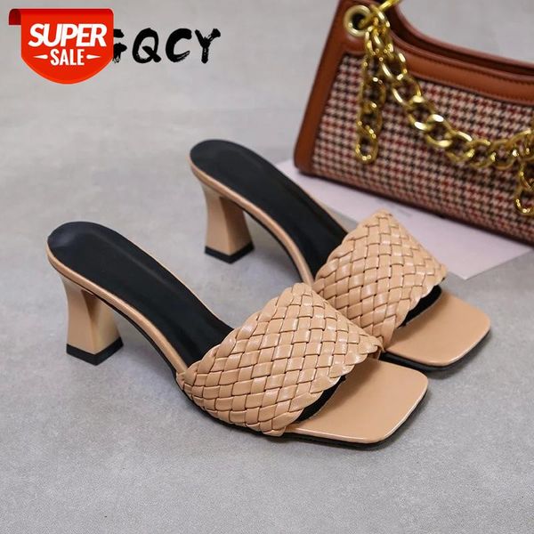 new square high heels slippers summer women toe sandals ladies pu leather plaid outside female fashion woman shoes mules #br8t, Black
new square high heels slippers summer women toe sandals ladies pu leather plaid outside female fashion woman shoes mules #br8t, Black
