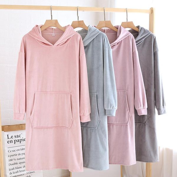 women's sleepwear solid colors nightgown women autumn and winter fleece thickened long large size flannel hooded nightdress bathrobe, Black;red
women's sleepwear solid colors nightgown women autumn and winter fleece thickened long large size flannel hooded nightdress bathrobe, Black;red