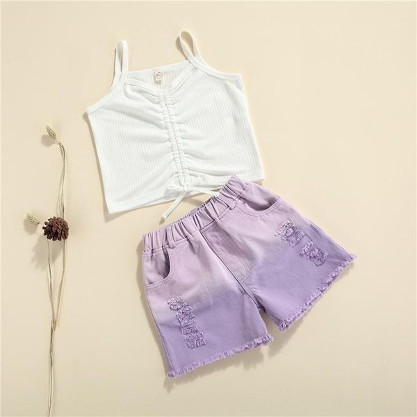 clothing sets kids suit set, summer solid color u-neck vest with drawstring+ gradient denim shorts for girls, 18 months- 6 years, White
clothing sets kids suit set, summer solid color u-neck vest with drawstring+ gradient denim shorts for girls, 18 months- 6 years, White
