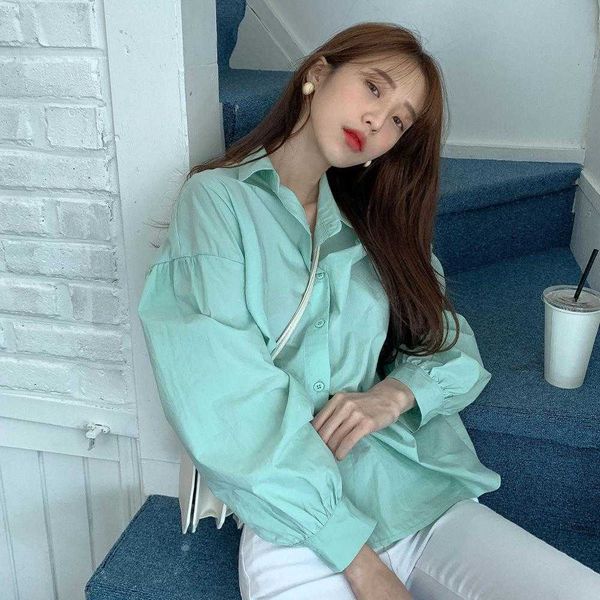 women's blouses & shirts green spring blouse women korean elegant casual single breasted loose long sleeve vintage office lad, White
women's blouses & shirts green spring blouse women korean elegant casual single breasted loose long sleeve vintage office lad, White