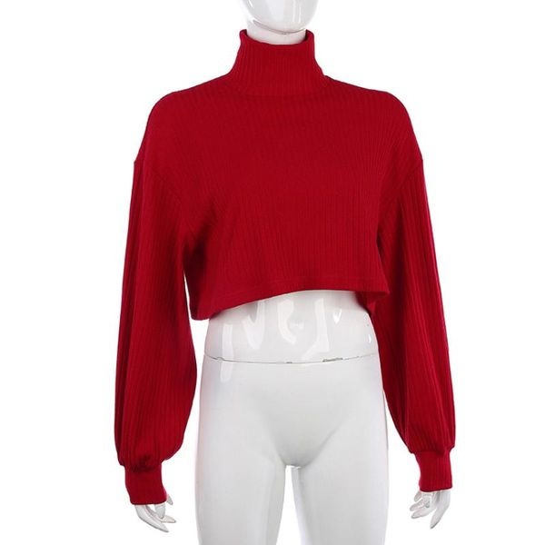 turtleneck lantern sleeve pure color knit short women's sweater spring style personality fashion all-match sweaters, White;black
turtleneck lantern sleeve pure color knit short women's sweater spring style personality fashion all-match sweaters, White;black