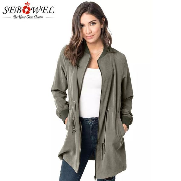 women's jackets sebowel autumn women olive green drawstring bomber casual loose female long coats and clothes outwear, Black;brown
women's jackets sebowel autumn women olive green drawstring bomber casual loose female long coats and clothes outwear, Black;brown