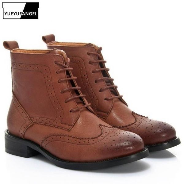 leather women block low heels ankle boots vintage wing tip winter brogue shoes lace up preppy casual, Black
leather women block low heels ankle boots vintage wing tip winter brogue shoes lace up preppy casual, Black