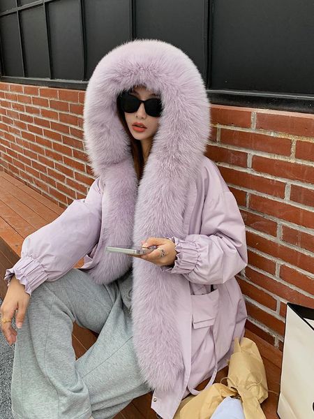 women's fur & faux 2021 women winter jacket parkas natural real collar placket rex liner loose long coat streetwear fashion, Black
women's fur & faux 2021 women winter jacket parkas natural real collar placket rex liner loose long coat streetwear fashion, Black