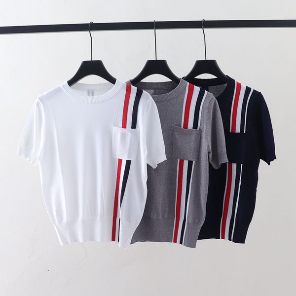 t shirt 2021 summer ice silk short sleeve women's thin tb simple style vertical stripe pocket fashion, White
t shirt 2021 summer ice silk short sleeve women's thin tb simple style vertical stripe pocket fashion, White
