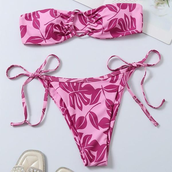 women's swimwear bandeau push bikini 2021 pink print swimsuit woman string high cut elegant bathing suit hollow out beachwear, White;black
women's swimwear bandeau push bikini 2021 pink print swimsuit woman string high cut elegant bathing suit hollow out beachwear, White;black