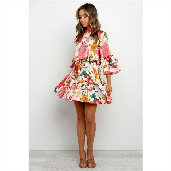 elegant casual flower print ruffled women dress wrap long flare sleeve belted boho a line beach wear dresses, Black;gray
elegant casual flower print ruffled women dress wrap long flare sleeve belted boho a line beach wear dresses, Black;gray