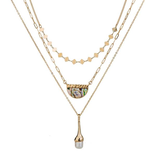 pendant necklaces european and american multi-layer personality water drop natural pearl alloy necklace fashion color abalone shell jewelry, Silver
pendant necklaces european and american multi-layer personality water drop natural pearl alloy necklace fashion color abalone shell jewelry, Silver