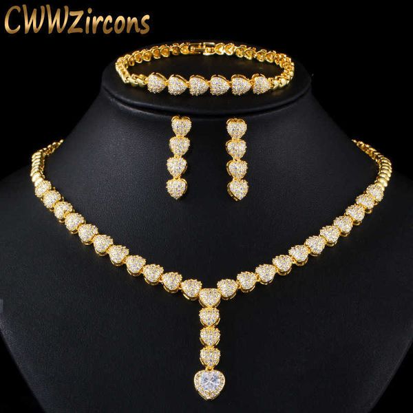 cwwzircons classic love heart women party costume jewelry set african gold wedding necklace earrings bracelet for brides t401 h1022, Silver
cwwzircons classic love heart women party costume jewelry set african gold wedding necklace earrings bracelet for brides t401 h1022, Silver