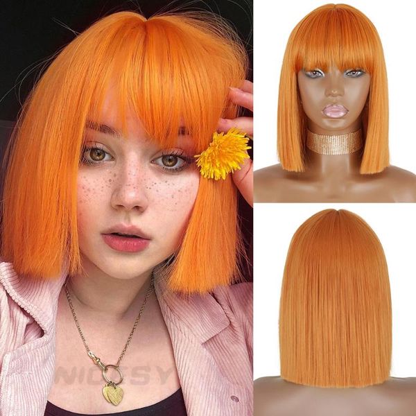 synthetic wigs orange short bob straight bangs wig black red for women daily use high temperature fibers
synthetic wigs orange short bob straight bangs wig black red for women daily use high temperature fibers