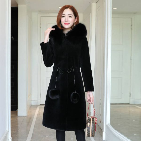 women's fur & faux winter fashion women real sheep shearing coat natural collar hooded loose long parka big outerwear a19 xkq7, Black
women's fur & faux winter fashion women real sheep shearing coat natural collar hooded loose long parka big outerwear a19 xkq7, Black