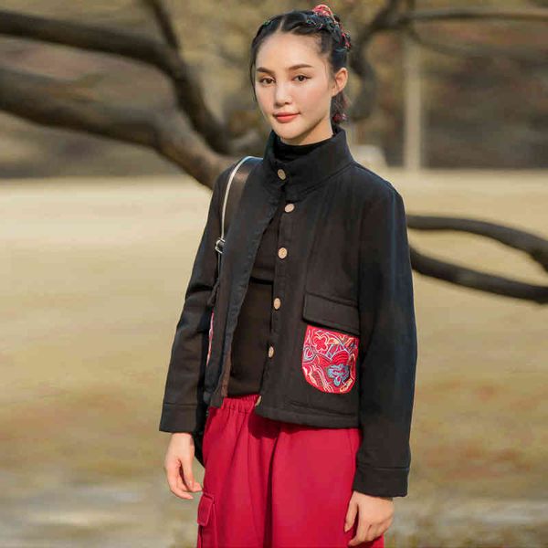 johnature women embroidery floral warm jackets cotton linen vintage coats fleece winter button short jackets coats 210521, Black;brown
johnature women embroidery floral warm jackets cotton linen vintage coats fleece winter button short jackets coats 210521, Black;brown