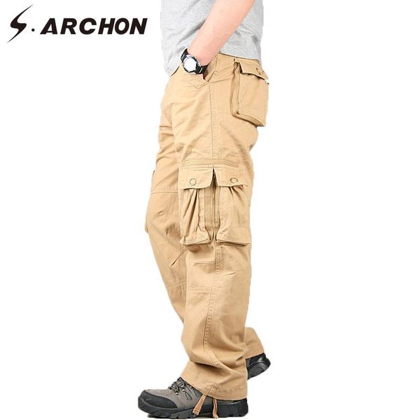 s.archon autumn warm tactical pants men many pockets cotton military outwear casual army straight cargo trousers male men's, Black 
s.archon autumn warm tactical pants men many pockets cotton military outwear casual army straight cargo trousers male men's, Black