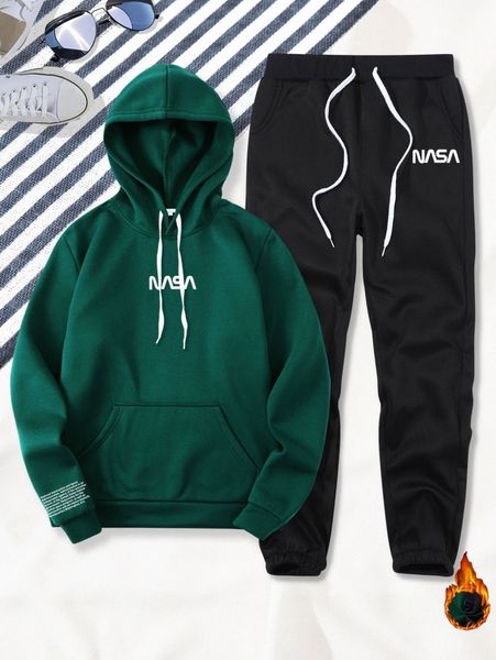 men slogan graphic kangaroo pocket drawstring thermal hoodie & sweatpants c1qa#, Gray
men slogan graphic kangaroo pocket drawstring thermal hoodie & sweatpants c1qa#, Gray