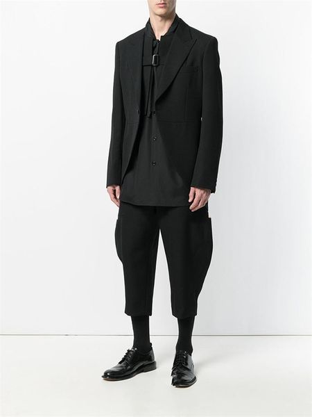 men's pants casual harlem irregular geometry three-dimensional nine split contracted leg, Black
men's pants casual harlem irregular geometry three-dimensional nine split contracted leg, Black