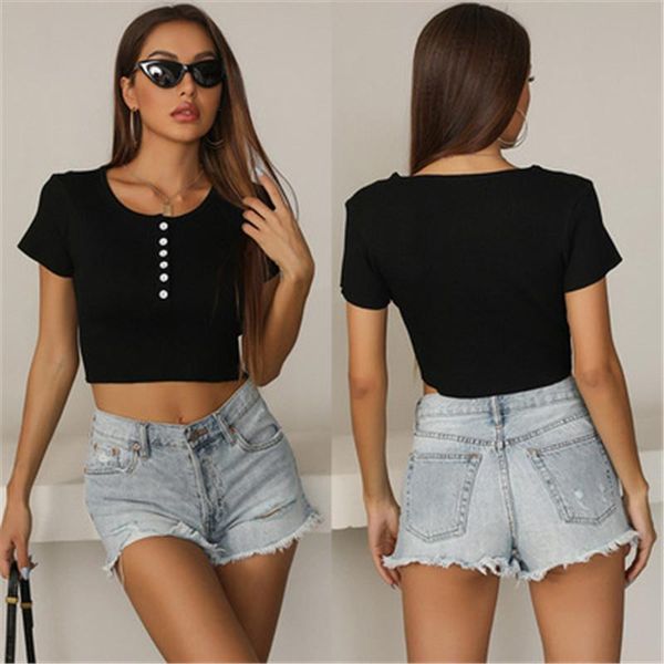 women's t-shirt women midriff-baring 2021 summer black color female crop knitted short sleeve lady t-shirts, White
women's t-shirt women midriff-baring 2021 summer black color female crop knitted short sleeve lady t-shirts, White