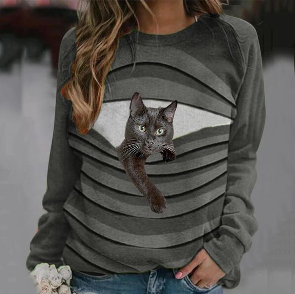 sweatshirt women 3d stereo print cat printing loose casual long sleeve pullover ladies round-neck hedging femme blouse women's t-shirt, Black
sweatshirt women 3d stereo print cat printing loose casual long sleeve pullover ladies round-neck hedging femme blouse women's t-shirt, Black