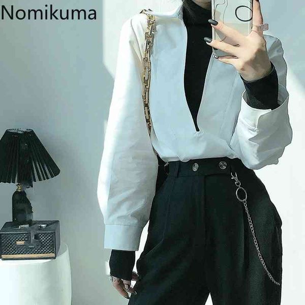 nomikuma fake two pieces blouse knitted patchwork turtleneck women shirt causal long sleeve spring blusas mujer 6e097 210427, White
nomikuma fake two pieces blouse knitted patchwork turtleneck women shirt causal long sleeve spring blusas mujer 6e097 210427, White