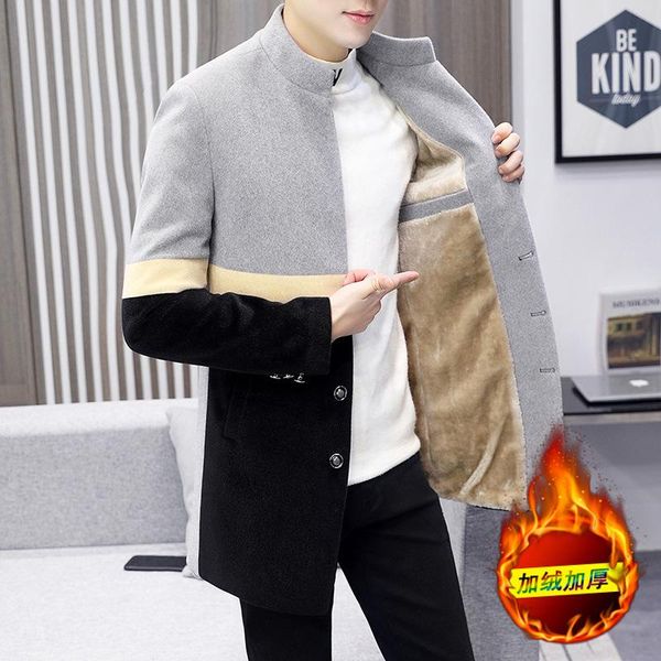 men's winter color-blocking stand-up collar suit youth mid-length plus velvet thick slim woolen blazer suits & blazers, White;black
men's winter color-blocking stand-up collar suit youth mid-length plus velvet thick slim woolen blazer suits & blazers, White;black