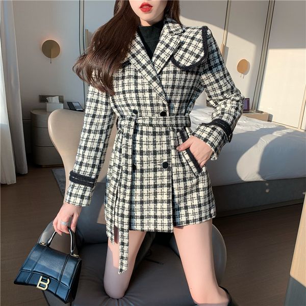 women's wool & blends korean of the chic plaid design thick double-breasted straps houndstooth woolen women's coat trend 7bv1, Black
women's wool & blends korean of the chic plaid design thick double-breasted straps houndstooth woolen women's coat trend 7bv1, Black