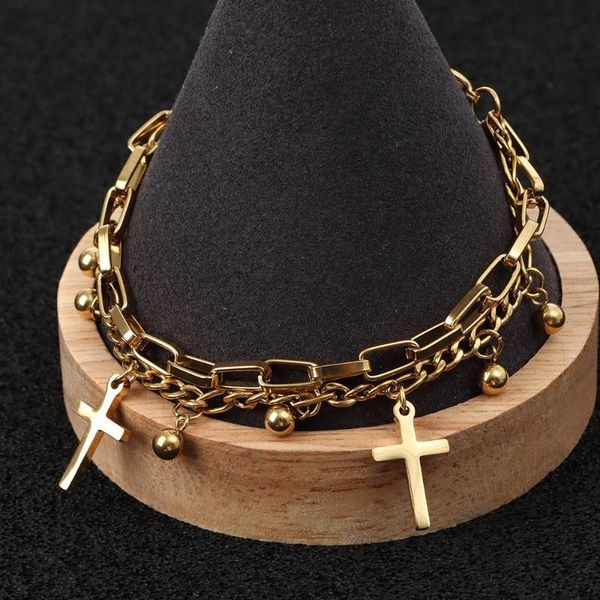 link, chain gothic hip hop metal cross pendant charm bracelet for women female beads 2 layering linked bracelets cool jewelry gift, Black
link, chain gothic hip hop metal cross pendant charm bracelet for women female beads 2 layering linked bracelets cool jewelry gift, Black