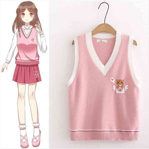 knitted vest cartoon bear embroidery women sweaters kawaii cute pullover winter v neck sleeveless sweet style ladies top, White;black
knitted vest cartoon bear embroidery women sweaters kawaii cute pullover winter v neck sleeveless sweet style ladies top, White;black