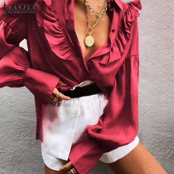 women's blouses & shirts zanzea ruffle satin women 2021 autumn ol pleated casual solid puff sleeve female loose blusas oversized 5xl, White
women's blouses & shirts zanzea ruffle satin women 2021 autumn ol pleated casual solid puff sleeve female loose blusas oversized 5xl, White