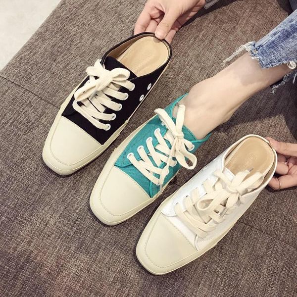 slippers spring 2021 woman half slipper canvas shoes flat sneakers women casual comfortable loafer driving low lace up 4870, Black
slippers spring 2021 woman half slipper canvas shoes flat sneakers women casual comfortable loafer driving low lace up 4870, Black