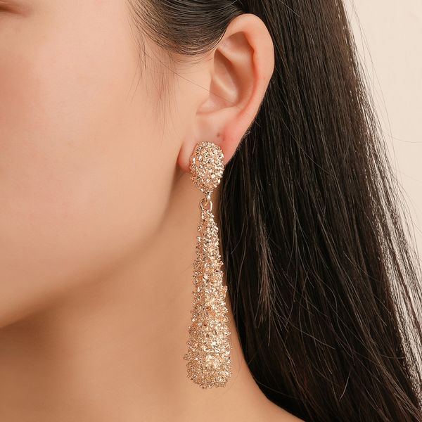 earrings exaggerated alloy frosted long earrings cool feng shui drop relief long earrings, Golden
earrings exaggerated alloy frosted long earrings cool feng shui drop relief long earrings, Golden
