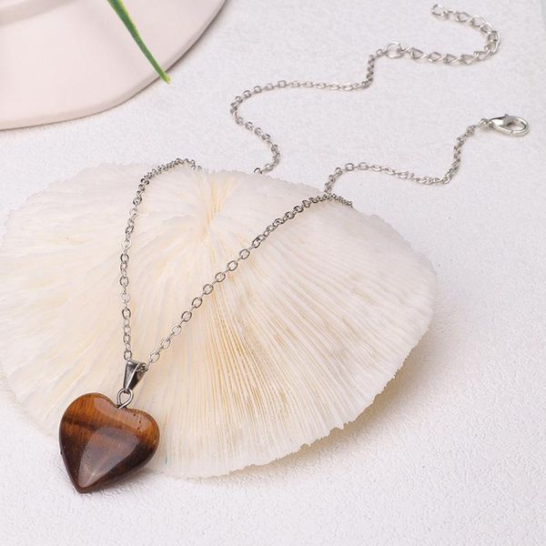 pendant necklaces natural stone heart shape tiger eyes necklace quality stainless steel, Silver
pendant necklaces natural stone heart shape tiger eyes necklace quality stainless steel, Silver