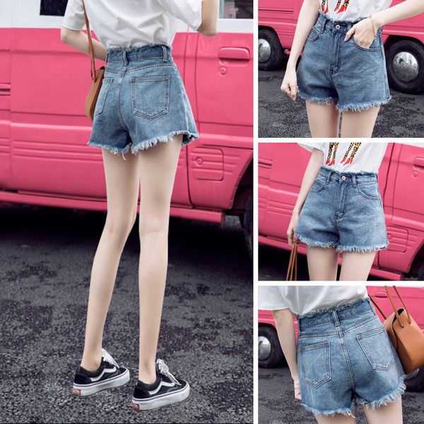 women's shorts denim summer 2021 new korean high waist loose thin a-line rough edge chic wide leg pants, White;black
women's shorts denim summer 2021 new korean high waist loose thin a-line rough edge chic wide leg pants, White;black