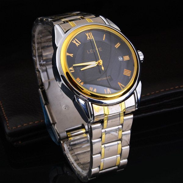 new leisure watch fashion automatic mechanical hollow steel band men's calendar business watch, Slivery;brown
new leisure watch fashion automatic mechanical hollow steel band men's calendar business watch, Slivery;brown