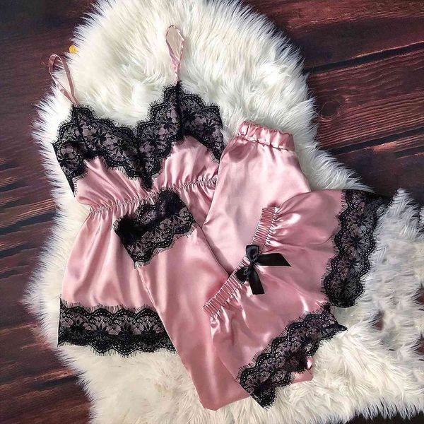 pyjama femme lace women sleepwear stain pajamas set silk home suit pijama mujer ladies clothes pyjamas pijamas, Black;red
pyjama femme lace women sleepwear stain pajamas set silk home suit pijama mujer ladies clothes pyjamas pijamas, Black;red
