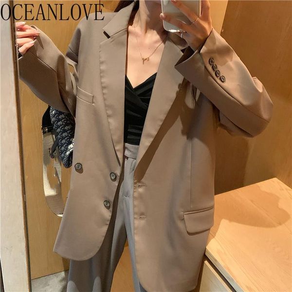 women's suits & blazers oceanlove spring solid 2021 blazer feminino korean loose vintage women button all match fashion chaqueta mujer, White;black
women's suits & blazers oceanlove spring solid 2021 blazer feminino korean loose vintage women button all match fashion chaqueta mujer, White;black