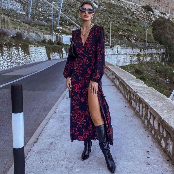 women dress floral printed long sleeves v-neck elegant fashion casual midi es for 210420, Black;gray
women dress floral printed long sleeves v-neck elegant fashion casual midi es for 210420, Black;gray