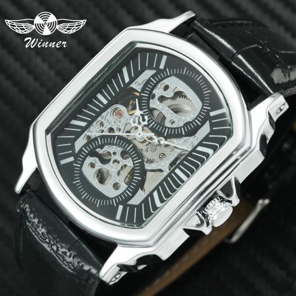 men's fashion leather wrist watches winner automatic mechanical metal case skeleton clock +box wristwatches, Slivery;brown
men's fashion leather wrist watches winner automatic mechanical metal case skeleton clock +box wristwatches, Slivery;brown