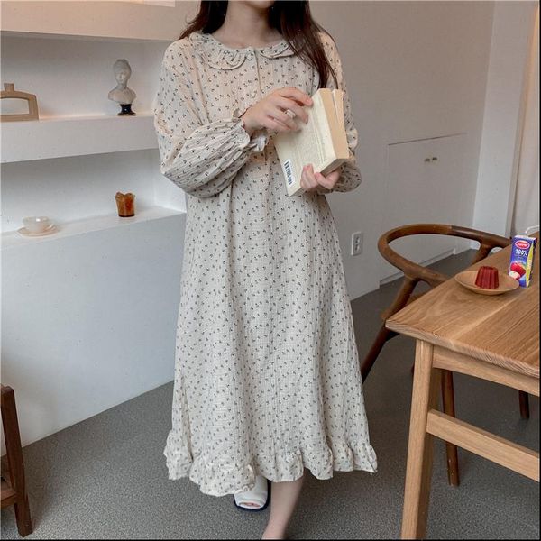 autumn winter all cotton nightgown womens sleepwears long sleeve print dress home clothes peter pan collar loose cute nightdress ruffles, Black;red
autumn winter all cotton nightgown womens sleepwears long sleeve print dress home clothes peter pan collar loose cute nightdress ruffles, Black;red