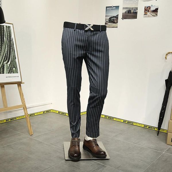 men's suits & blazers 20% wool 2021 autumn winter mens pants deep blue stripe wedding groom business man fashion casual trousers plus s, White;black
men's suits & blazers 20% wool 2021 autumn winter mens pants deep blue stripe wedding groom business man fashion casual trousers plus s, White;black