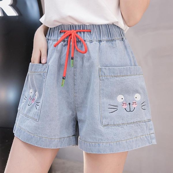 women's shorts coigarsam 4xl plus size loose denim cartoon high waist women blue 5887, White;black
women's shorts coigarsam 4xl plus size loose denim cartoon high waist women blue 5887, White;black