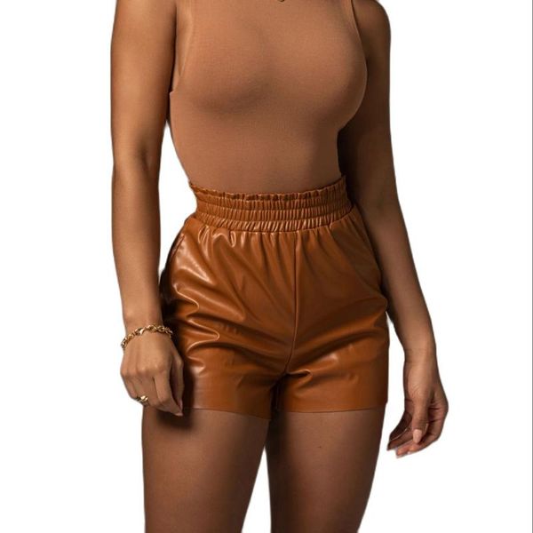 women's shorts pu leather pockets high waist women 2021 autumn black skinny short pants lady casual streetwear basic female pant, White;black
women's shorts pu leather pockets high waist women 2021 autumn black skinny short pants lady casual streetwear basic female pant, White;black