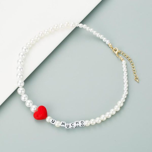 chokers korean fashion goth red heart pearl choker necklaces girls letter mucho beaded chain necklace bracelet charms women jewelry gift, Golden;silver
chokers korean fashion goth red heart pearl choker necklaces girls letter mucho beaded chain necklace bracelet charms women jewelry gift, Golden;silver