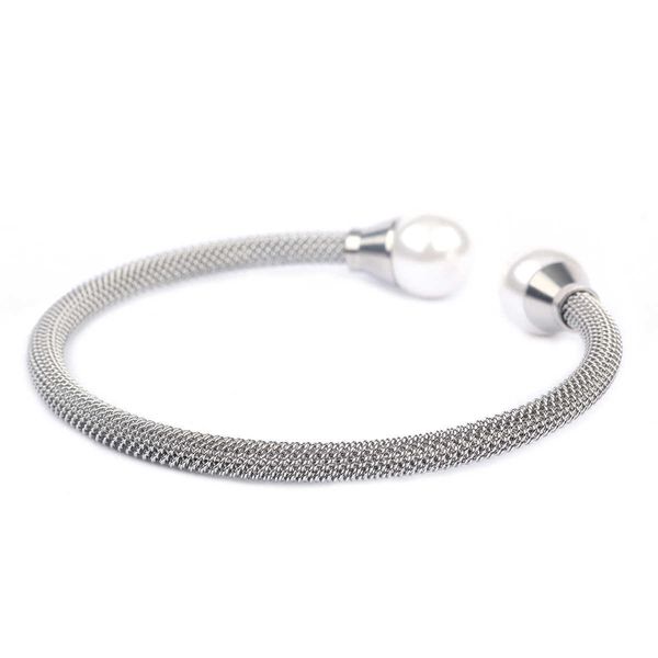 women bracelet with pearl twisted mesh steel wire ring women jewelry gift for drop shipping q0717, Black
women bracelet with pearl twisted mesh steel wire ring women jewelry gift for drop shipping q0717, Black