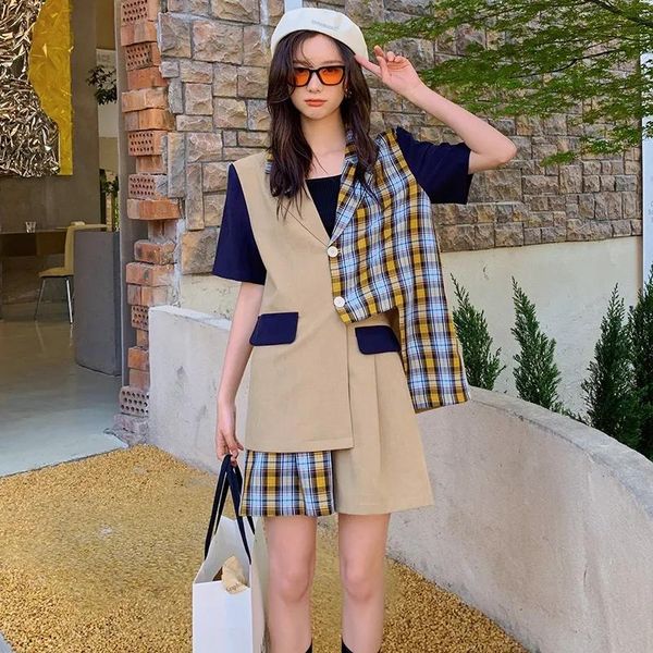 women's tracksuits tsxt summer 2021 korean version of women design sense british wind short sleeved coat shorts 2 pieces set, Gray
women's tracksuits tsxt summer 2021 korean version of women design sense british wind short sleeved coat shorts 2 pieces set, Gray
