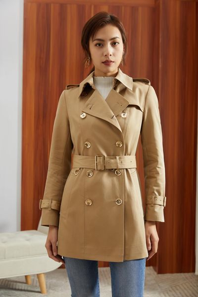 women's trench coats short classic windbreaker waterproof british high-end english style autumn winter gabadian solid color size coat a, Tan;black
women's trench coats short classic windbreaker waterproof british high-end english style autumn winter gabadian solid color size coat a, Tan;black