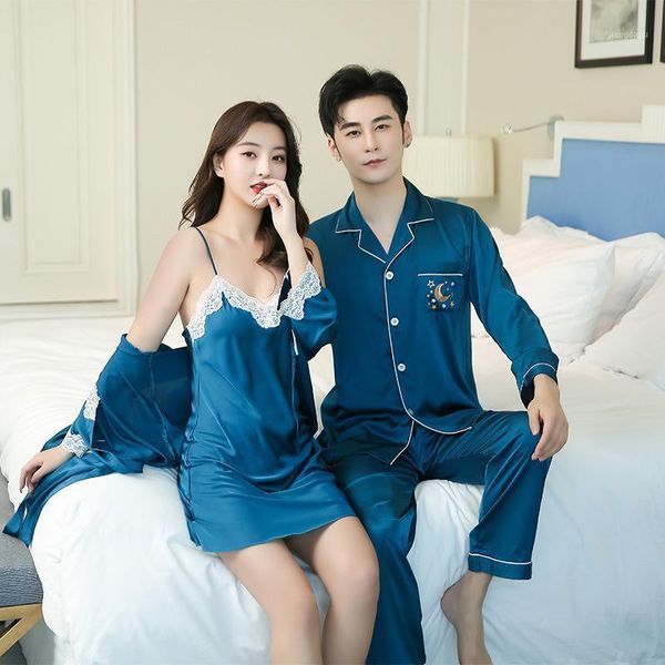 men's sleepwear couple spring autumn pajamas set lady sweet lace trim robe suit men long sleeve pant loose home -xxl pyjama, Black;brown
men's sleepwear couple spring autumn pajamas set lady sweet lace trim robe suit men long sleeve pant loose home -xxl pyjama, Black;brown