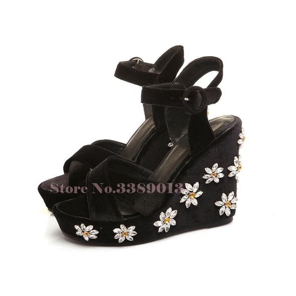 women wedge sandals pumps platform high heels shiny crystal ankle wrap woman chaussure zapatos mujer ladies peep toe shoes, Black
women wedge sandals pumps platform high heels shiny crystal ankle wrap woman chaussure zapatos mujer ladies peep toe shoes, Black