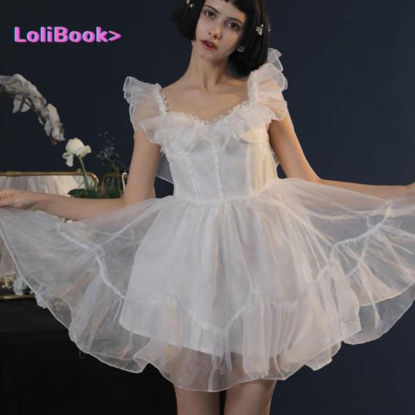 casual dresses lolibook 2021 summer kawaii fairy dress women vintage elegant sweet strap mini backless ruffle white cute lolita, Black;gray
casual dresses lolibook 2021 summer kawaii fairy dress women vintage elegant sweet strap mini backless ruffle white cute lolita, Black;gray