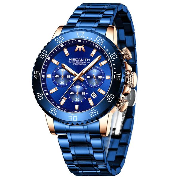 wristwatches 2021 megalith watch men waterproof luminous analogue wristwatch for blue stainless steel chronograph, Slivery;brown
wristwatches 2021 megalith watch men waterproof luminous analogue wristwatch for blue stainless steel chronograph, Slivery;brown