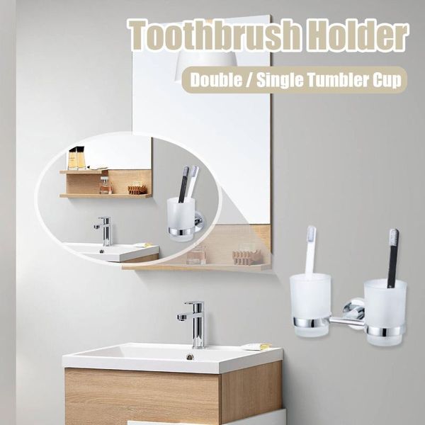 bathroom wall-mounted double tumbler toothbrush cup holder storage rack glass tooth stainless steel bracket hardware set holders 
bathroom wall-mounted double tumbler toothbrush cup holder storage rack glass tooth stainless steel bracket hardware set holders